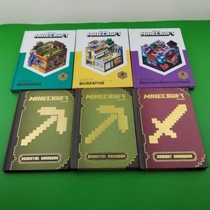 Mojang Minecraft Lot of 6 Essential & Guide To Redstone Handbooks Farming Combat